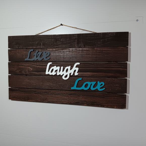 Live Laugh Love Wall Decor Wooden Sign 26x14.5 Rustic Home Decoration - Picture 1 of 2